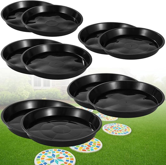 10 Pcs Stepping Stone Molds, Round Concrete Molds, Including 5 Sizes, 8.1-10.8 in, Reusable Plastic Garden Paving DIY Mold for Patio Backyard Lawn Decoration