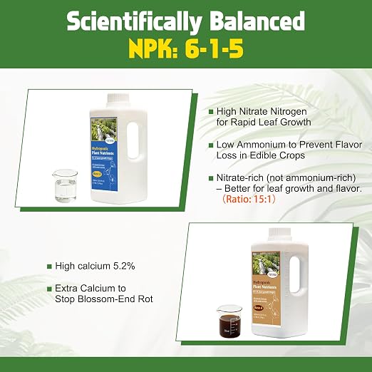 YINMIK Nutrients Base A&B Liquid Hydroponic Fertilizer,Plant Food for Hydroponics Growing System and Potted Houseplants, Hydroponic Solution for Herbs,Vegetables,Full Cycle Plants Food(2000ml Total)