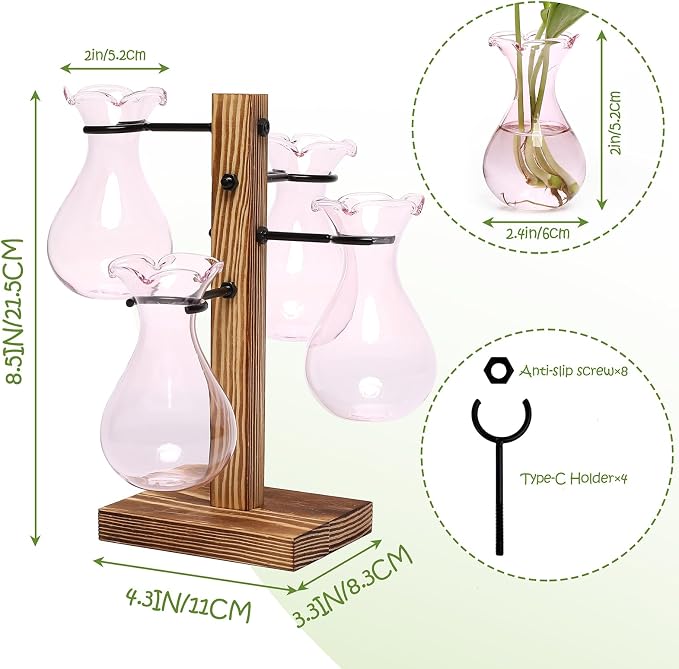 Plants Propagation Stations Bulb Glass Propagation Birthday Gift for Women Garden Plant Lovers - 4 Bulb