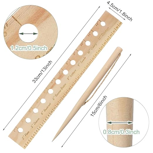 Spacer Tool Seeder Planting Ruler – Seeding Spacing Ruler Template with Plant Dibble, Precise Planting for Vegetable, Garden, Yard, Wooden with Holes