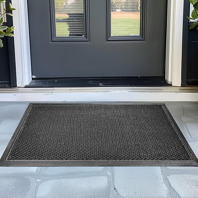 Muddy Mat® Meshy Mat™ Door Mat Heavy-Duty Quick-Dry Floor Mat, Sand & Dirt Trapper for Indoor & Outdoor, Ideal for Entrance, Mudrooms,Patios & Garages,Low-Profile,Non-Slip,Washable– Grey 17"x30"x0.4"