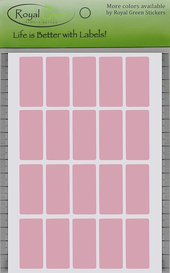 Royal Green Rectangular Pastel Pink Label Stickers Craft Adhesive Rectangles 40mm x 19mm (1.57 inch x 0.75) Great for Envelope Seals - 300 Pack