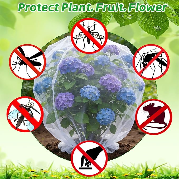 Bird Netting for Garden Protection, 2 Pack Garden Netting Pest Barrier with Drawstring 3.3Ftx2.7Ft Blueberry Bushes Fruit Tree Netting Garden Plant Protection Mesh Covers for Vegetables Bushes Flowers