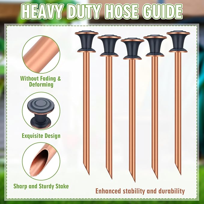 Tandefio 5 Pcs Garden Hose Guide Stake 17 Inch Heavy Duty Decorative Metal Water Hose Guide Stake for Garden, Lawn, Plants and Flower Beds