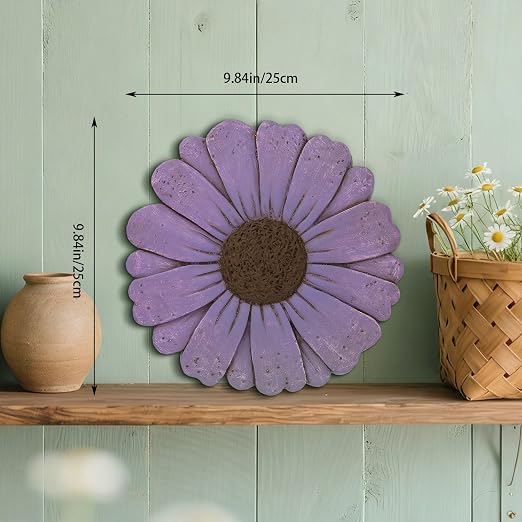 2 Pack Daisy Cement Stepping Stones 10 Inch, Heavy Duty Garden Pathway Stones, Non Slip Outdoor Walkway Decor for Yard Patio Lawn, Weather Resistant Cement Stepping Stones (Purple)