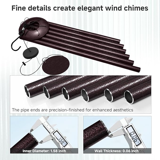 78" Extra Large Wind Chimes for Outside Deep Tone, 6 Thick and Bold Aluminum Tubes Tuned Relaxing Melody Wind Chime, Big Wind Chimes for Garden Patio Decor, Great Gift Idea for Mother's Day (Bronze)
