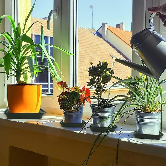 LWALRS Square Plant Saucer 12 Inch 5 Pack, Plastic Plant Water Dray Tray, Flower Pot Saucers, Square Planters for Indoors and Outdoors Plants, Garden Saucer for Plant Pots Black.