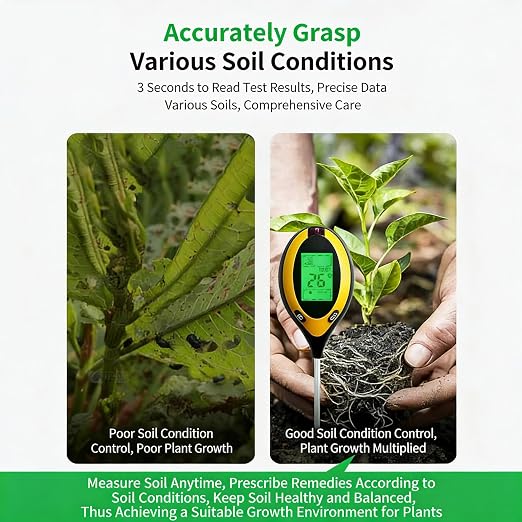 INNOVATIVE LIFE 4-in-1 Soil Moisture Meter Digital PH Meter/Soil Moisture/Temperature/Sunlight Intensity, Backlight LCD Display, Soil Test Meter for Garden, Lawn, Farm and Indoor Outdoor
