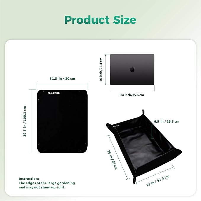 Plant Transplanting Mat - Thickened Waterproof Potting Mat, Succulent Gardening Mat, Portable Repotting Mat for Mess Control (PVC-Black 39.5"x31.5")