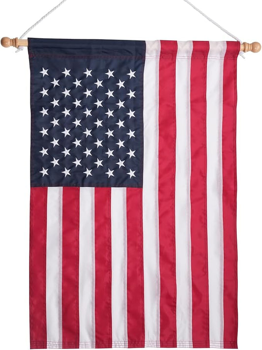 Bradford Embroidered American House Flag 28x40 Inches, Double Side American USA Garden Flag for Outside Room House Yard Indoor (Pole not Included)