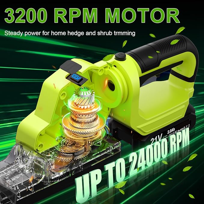 21V Lightweight Cordless Hedge Trimmer & Clippers, 20" Electric Bush Trimmer with 2 X 2.0Ah Batteries, LCD Display, 180° Rotating Handle, Dual-Action Blade, 2/3" Blade Gap for Shrub and Hedge