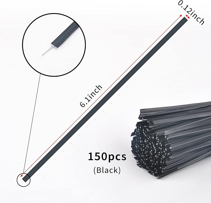 Twist Ties, 150 PCS, 6.1 Inches, Bread Ties, Black, Reusable, for Bags, for Gardening, Home, Office