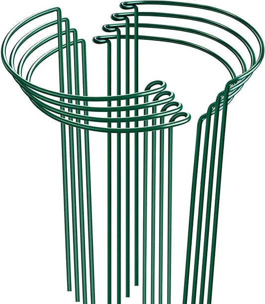 HiGift Peony Cages and Supports 24" H x 10" W, 8 Pack Tall Snake Plant Support Stake Half Round Metal Garden Stake for Indoor and Outdoor Plants, Flower Support Ring Border for Tomato,Hydrangea,Rose