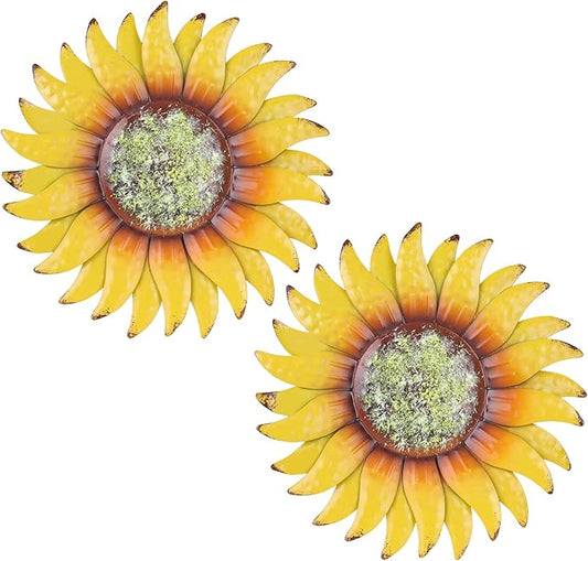 hogardeck Metal Flower Wall Decor for Indoor Outdoor, Kitchen Decor Floral Metal Wall Art, Wall Decor for Bathroom, Living Room, Porch, Garden, Yard, Backyard （2 Pcs 6'' ）