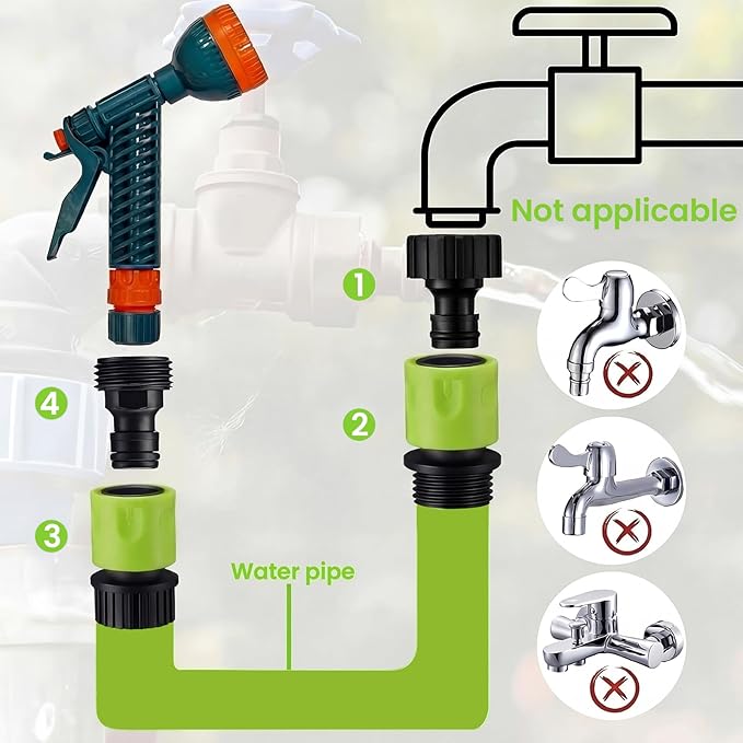 Hotop 16 Pieces Garden Hose Quick Connector 3/4 Inch Plastic Water Hose Fittings Male and Female Connectors End Adapters with 10 Pieces Rubber Gaskets(Fluorescent Color)
