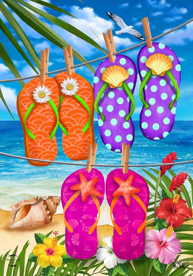 Briarwood Lane Hanging Flip Flops Summer Garden Flag Tropical Beach 12.5" x 18"