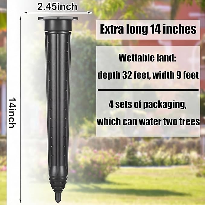 Briwooody 8 Pack Garden Plant Watering Stake Large UV-Protected ABS Plastic Deep Root Irrigation Spike for Trees, Shrubs, Bushes, Shrubs, Flowers, Fruits, Vegetables, Potted Plants (14 Inch)