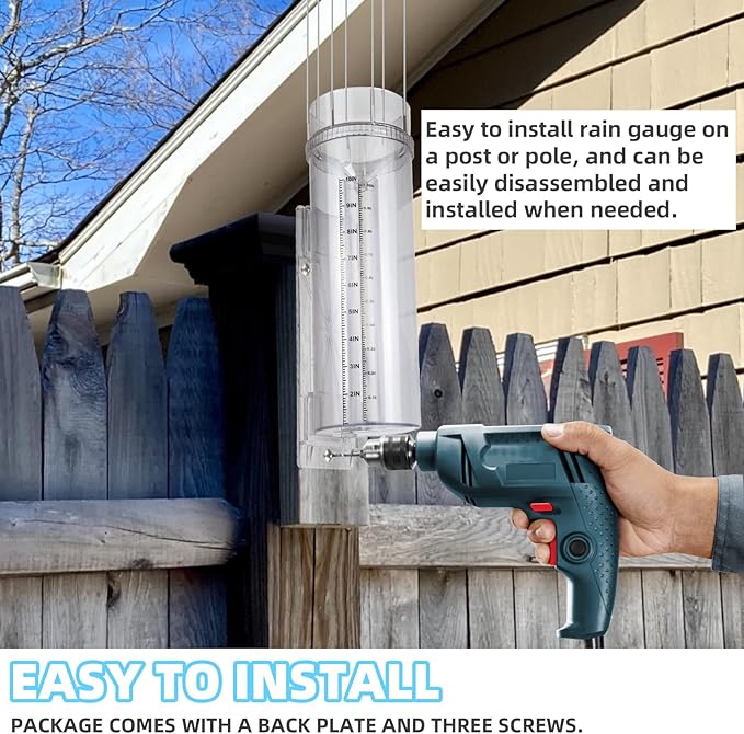 Rain Gauge Outdoor Tube,10"Capacity Easy-to-Read Large Rain and Snow Gauge with Mounting Bracket,Freeze Proof Rain Gauge for Yard Garden Rainfall Measure,Precise Professional Accurate to 0.01 inch