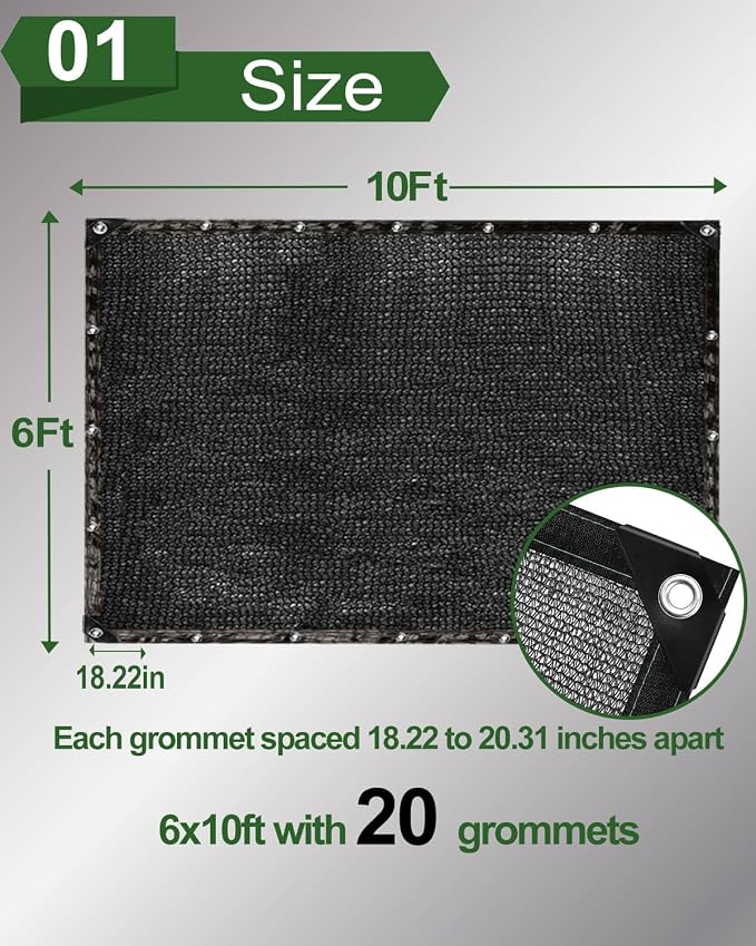 vensovo 40% Sunblock Shade Cloth Net Black Resistant - 6x10 Ft Garden Shade Mesh for Plant Cover, Greenhouse, Chicken Coop, Kennels, Tomatoes Plants