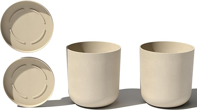 Veradek Mason Series Lima Planter - Round Planter for Indoor or Outdoor Porch/Garden | Made from Plastic-Stone Composite with Drainage Holes | Modern Décor for Succulents, Flowers, Small Plants