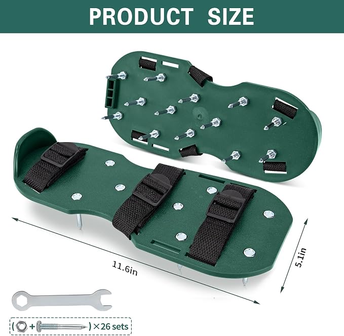 Lawn Aerator Shoes for Grass, Heavy Duty Spike Aerating Shoes with Upgraded Adjustable Buckle Straps for Yard, Garden, Patio, Universal Fit for Men and Women