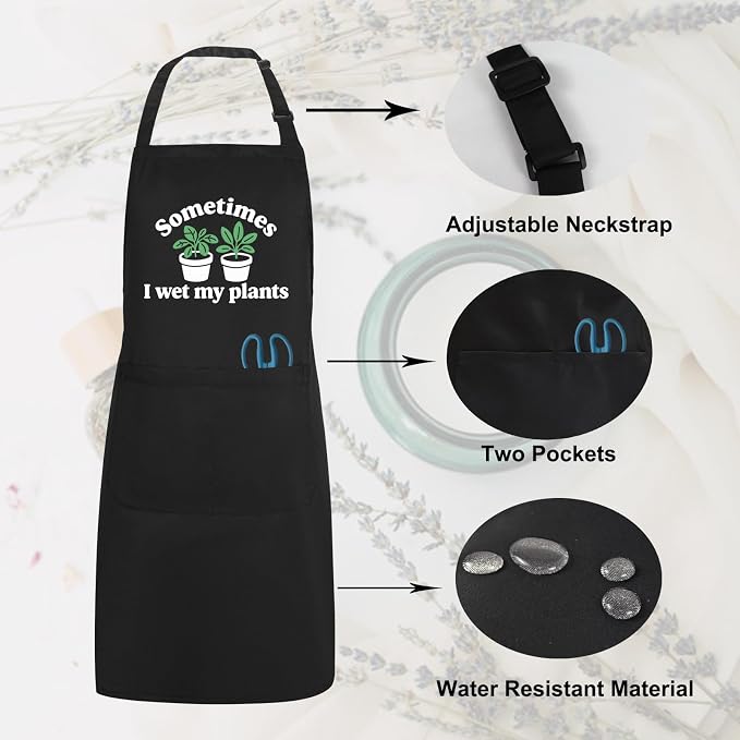 Gardening Apron for Women with Pockets, Adjustable Funny Garden Apron Gifts for Gardener Mom Wife Plant Lover