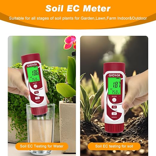 3 in 1 Digital Soil Moisture Meter, Cost-Effective Soil Test Kits and Soil EC Meter for Farms, Gardens, Orchards, Home Planting, Indoor Plants, Composting and Other Scenarios | digital