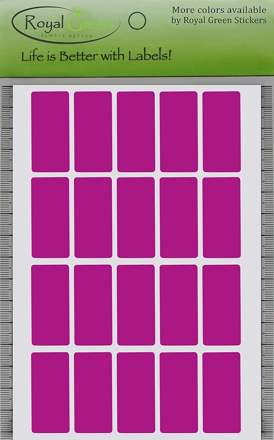 Royal Green Purple Rectangle Stickers 1.57 inch x 0.75 inch - Color Coding Labels Rectangular (40mm x 19mm) 300 Pack