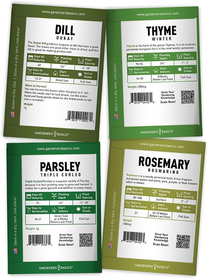 8 Herb Seed Starter Kit – Grow a Variety of Fresh Culinary Herbs – Non-GMO Heirloom Seeds, Complete Indoor & Outdoor Grow Kit, Perfect for Home Gardens & Cooking