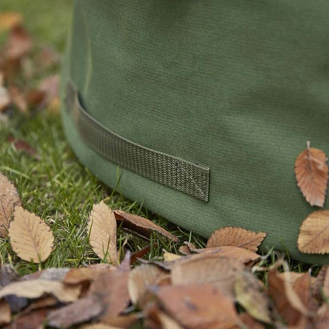 33 Gallon Garden Bag Collapsible, Green Leaf Bag with Military Canvas Fabric, Reusable Garden Waste Bags, Pop Up Gardening Container