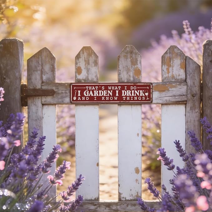 Funny Garden Metal Tin Sign, That’s What I Do I Garden, Vintage Farmhouse Outdoor Wall Decor, for Porch Yard Patio, Gift for Gardening Lover, 15.7 x 3.9 Inches