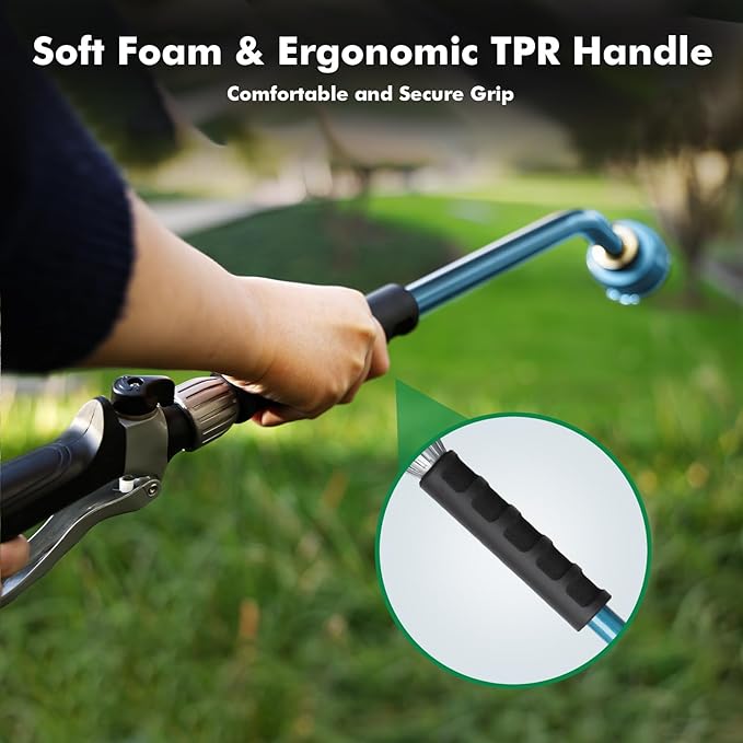RESTMO Heavy Duty Full Metal Long Watering Wand, 24 Inches Gentle Soft Full Shower Sprayer Wand with Flow Control, Hose Wand for Hanging Baskets, Shrubs, Plants, Flowers, Garden and Lawn, Blue