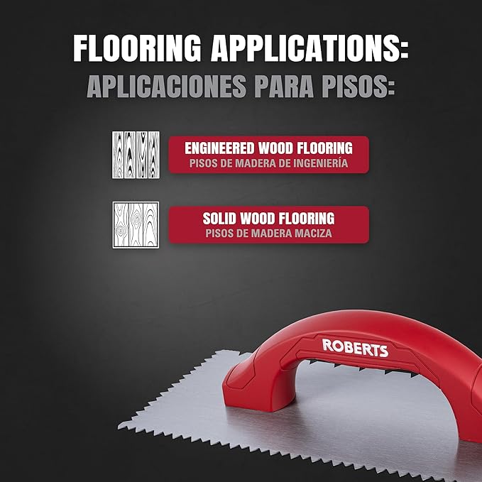 ROBERTS 49603 Dual-Notch Trowel for Installation of Engineered Wood and Solid Wood Flooring