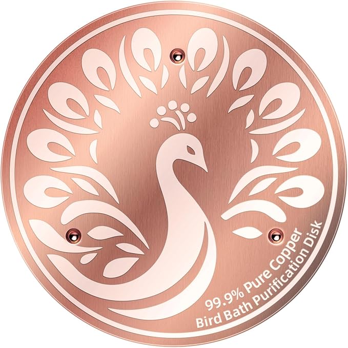 Bird Bath Copper Disc, 99.9% Pure Copper Cleaning Disk with Triple-Point Support, Reinforced Design Helps Maintain Water Freshness, Universal Fit for Outdoor Birdbaths & Bowls, All-Season Use