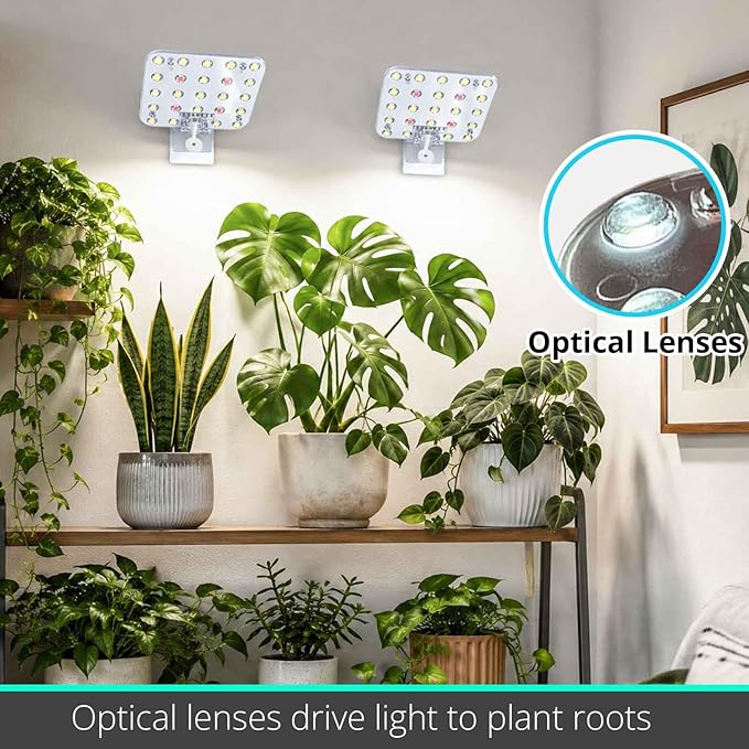Full Spectrum LED Grow Light for Indoor Plants, 2 Panels 10W with 6/12/16h Timer Dimmable Plant Lights for Flower Veg Plant Growth USB,Daylight White, 1-Pack Kit