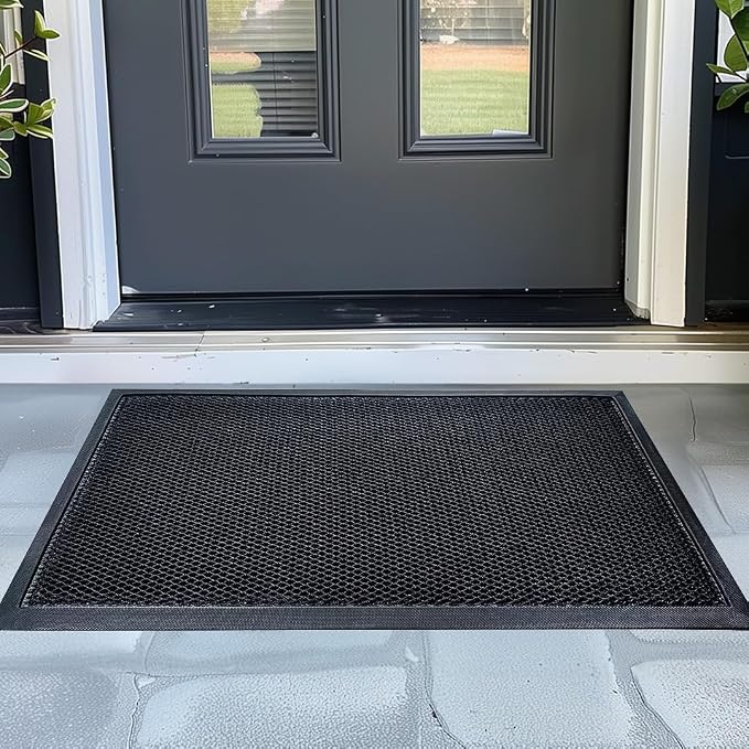 Muddy Mat® Meshy Mat™ Door Mat Heavy-Duty Quick-Dry Floor Mat, Sand & Dirt Trapper for Indoor & Outdoor, Ideal for Entrance, Mudrooms,Patios & Garages,Low-Profile,Non-Slip,Washable– Black 32"x48"x0.4"