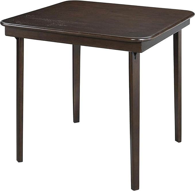 Stakmore Classic Straight Edge Wood Folding Table, 32" x 32" Surface with 3.375” Fold – Espresso Frame Portable Table for Easy Storage in Small Spaces, No Assembly Required