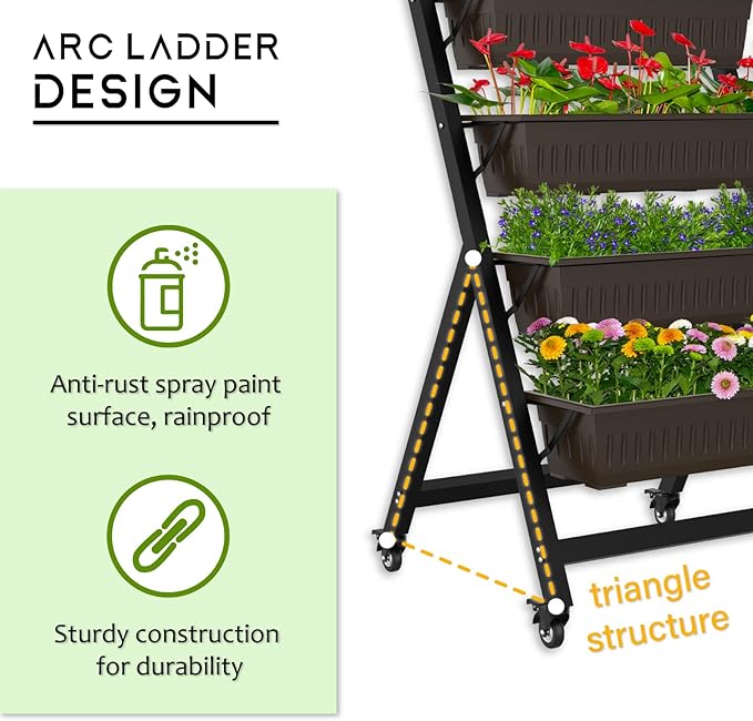 G TALECO GEAR 5-Tier Vertical Garden Planter, 4.4Ft Vertical Raised Garden Bed Planter Box with 5 Container Boxes, Grow Your Herb Vegetables Flowers Indoor and Outdoor (5-Tier)