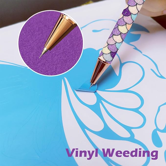 Craft Weeding Pen Tool Set, Essential Adhesive Vinyl Kits, Precision Pin Pen Tools for Cricut Air Silhouette Siser Oracal Accessories, Purple