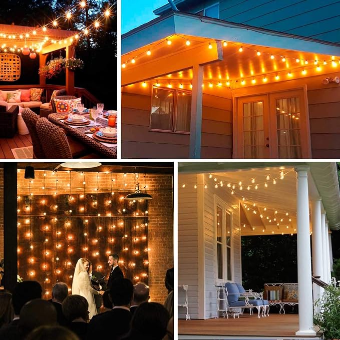 18Ft Outdoor Patio String Lights, Commercial Light String with 10+1 Plastic G40 LED Clear Globe Bulbs,Decoration for Patio Backyard Cafe Porch Garden Bistro Party Wedding