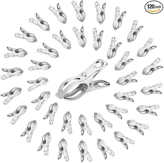 120 Pcs Greenhouse Clips, Garden Clips for Netting, Stainless Steel Greenhouse Clamps, Have a Strong Grip to Hold Down The Shade Cloth or Plant Cover on Garden Hoops or Greenhouse Hoops