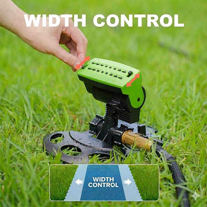 HOSUN Oscillating Lawn Sprinkler, Adjustable Garden Water Sprinkler for Yard, 3-Way Adjustable Spray Width, Range & Flow Rate, Automatic Swing, Fits 3/4 Inch Standard Garden Hoses