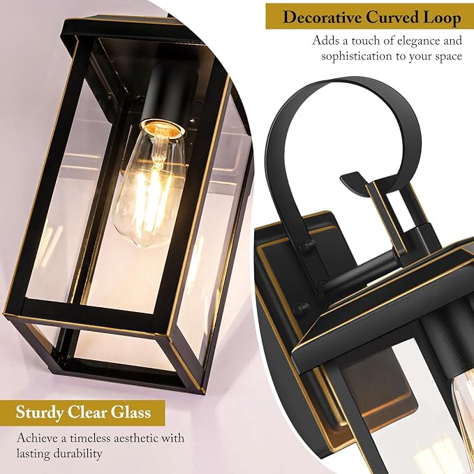 BesLowe 2-Pack Outdoor Wall Light Fixtures, 15" Exterior Lighting Fixtures Wall Mount, Waterproof Porch Lights Outdoor Wall Sconces Lanterns, Modern Outside Lights for House Front Door Garage, Bronze