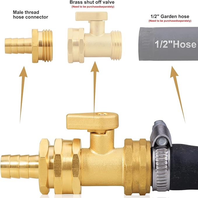 SIGURANTA Garden Hose Repair Connector with Clamps Hose End Repair Kit, 1/2"Barb Garden Hose Fittings Male and Female brass garden hose ends (1/2"Barb-2 Set)