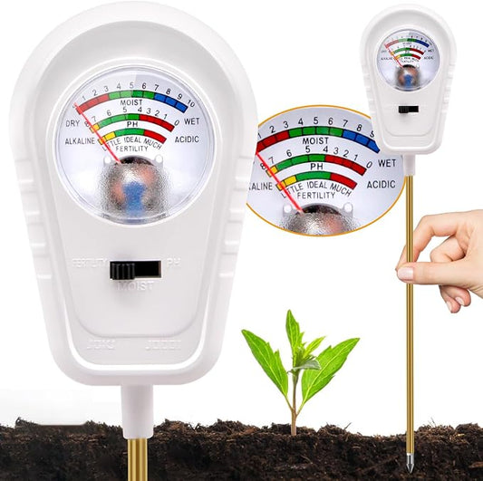 Soil Test Kit 3-in-1, Soil Moisture Meter, Soil PH Meter, Fertility Soil Tester, Soil Tester for Garden, Lawn, Farm, Outdoor & Indoor Use (Lace Elegance White)