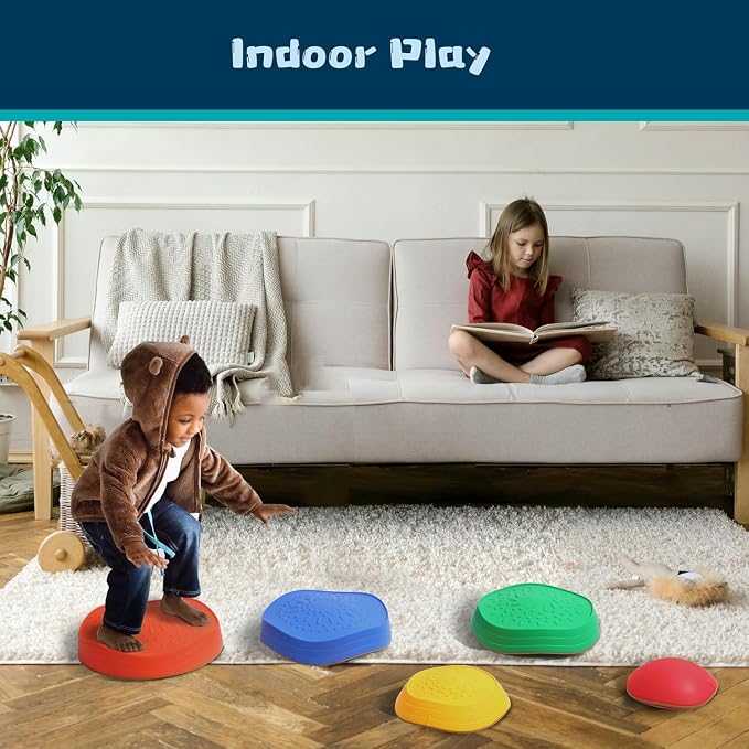 makarci Balance stepping stones for kids 10pc, non-slip toddlers sensory toys outdoor or indoor play, promoting motor skills and confidence,Coordination Toys for children age 3 4 5 6 7+