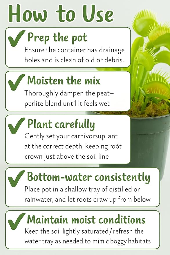 Gardenera Sphagnum Moss Potting Mix for Carnivorous Plants, Moss and Perlite Blend for Potting Venus Fly Traps, Sarracenia, Pitcher Plants - 75% Sphagnum Moss + 25% Perlite - Made in USA - 1 Quart