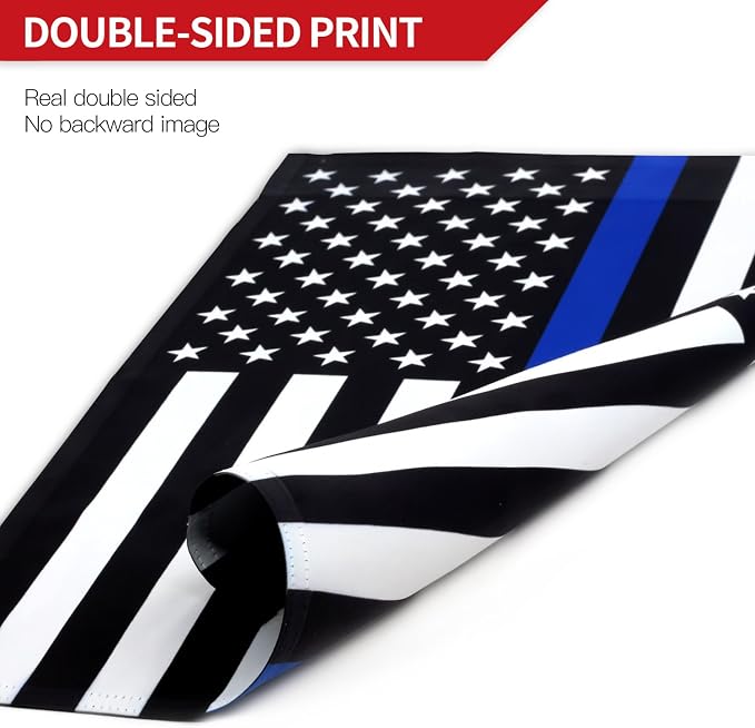 ANLEY Double Sided Premium Garden Flag, Thin Blue Line US National Honoring Police Officers Garden Flags for Home Decor - Weather Resistant & Double Stitched Yard Flags - 18 x 12.5 Inch