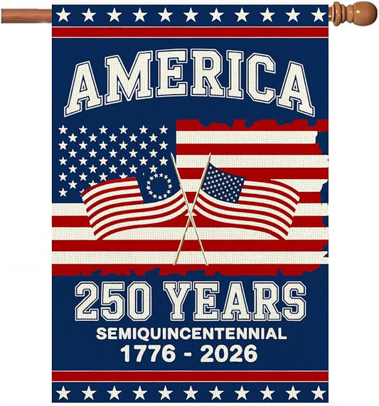 250 Anniversary Usa Garden Flags for Outside, 250 Anniversary USA Flag 1776-2026 Commemorative Patriotic Yard Sign Outdoor Stars & Stripes Design Banner 4th of July Decorations Double Sided Waterproof 250 Year American Flag 28x40 Inch
