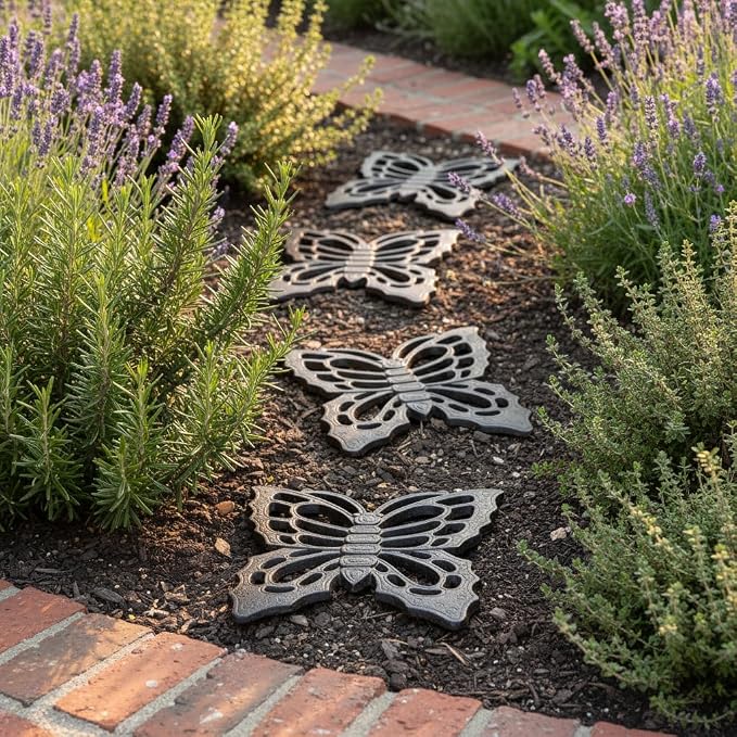 Comfy Hour 11" Brown Butterfly Cast Iron Stepping Stone, Rustic Antique Vintage Figurine Style Home Decor, Heavy Duty Metal Garden Pathway Paver